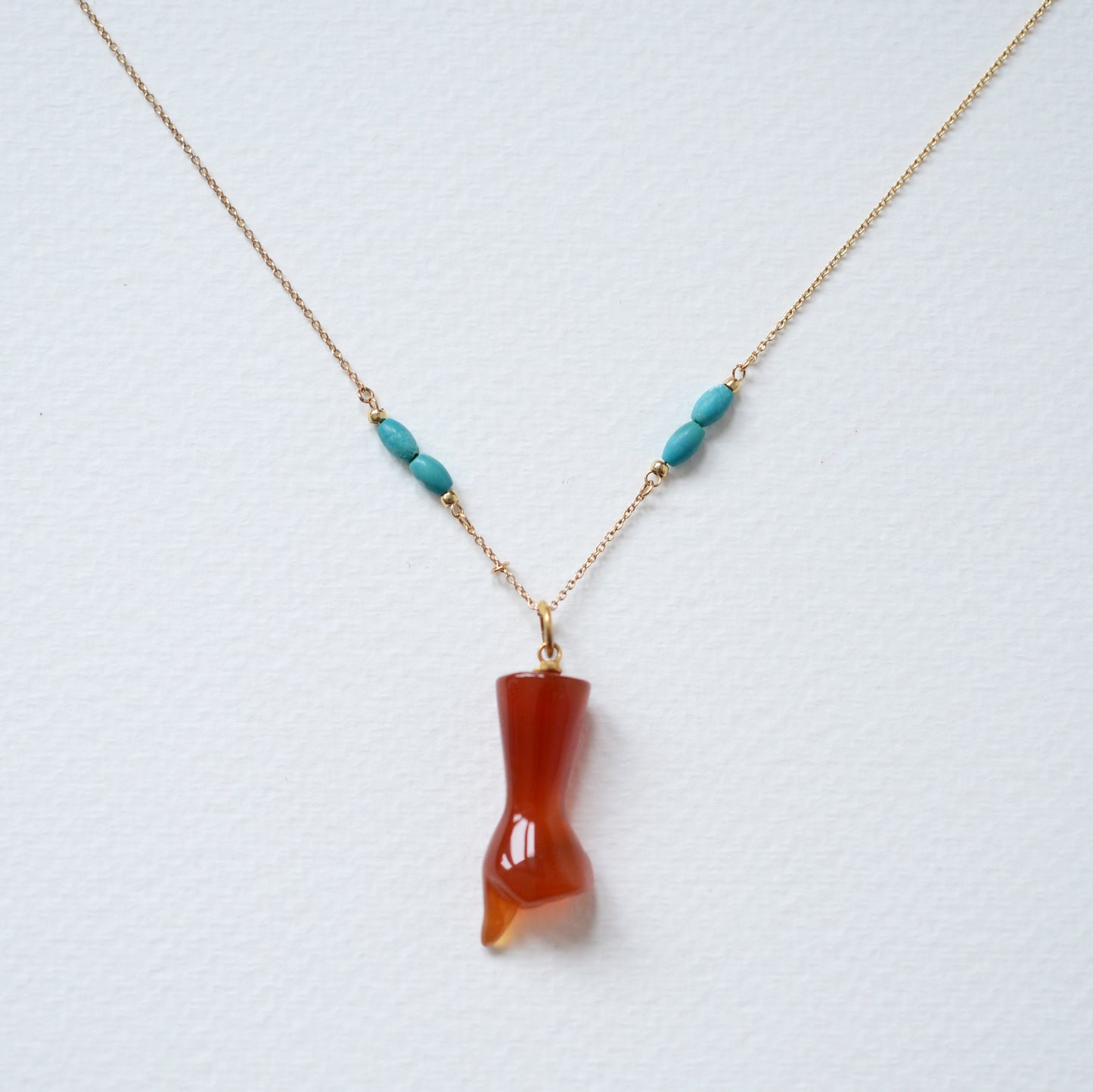 ENGRAVED AGATHA LUCKY CHARM PENDANT WITH TURQUOISE BEEDS
