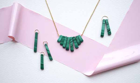 *GEOMETRIC GOLD & MALACHITE NECKLACE