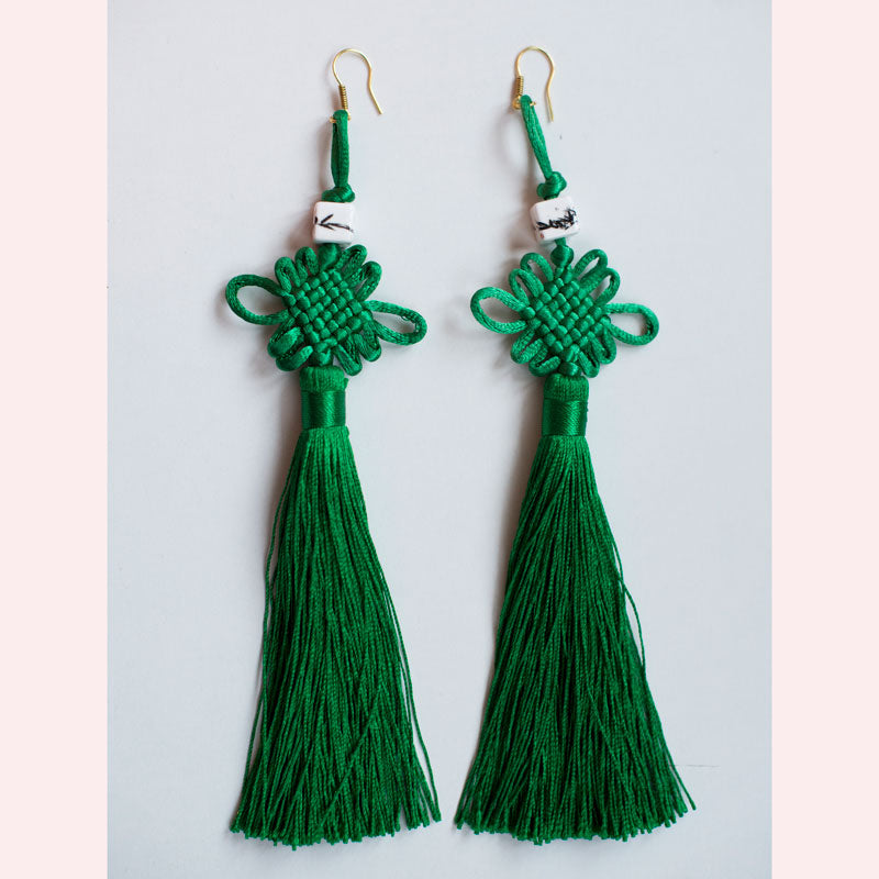 TASSELS EARRINGS - Green