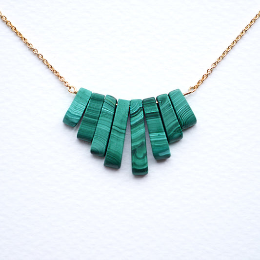 *GEOMETRIC GOLD & MALACHITE NECKLACE